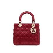 cherry red lady dior medium lambskin bag